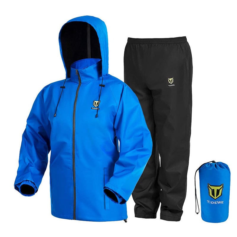 TIDEWE Rain Suit  Waterproof Breathable Lightweight Rainwear (Blue Size L) - Image 1